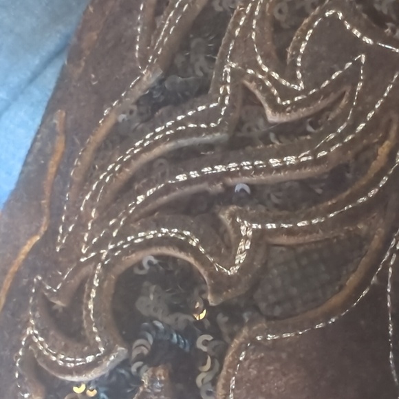 CORRAL R1152 distressed dark brown leather & black sequins cowgirl boots sz 7 - Picture 16 of 16